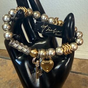 NWT Thalia Sodi Gold and Silver Lock & Key Bracelet